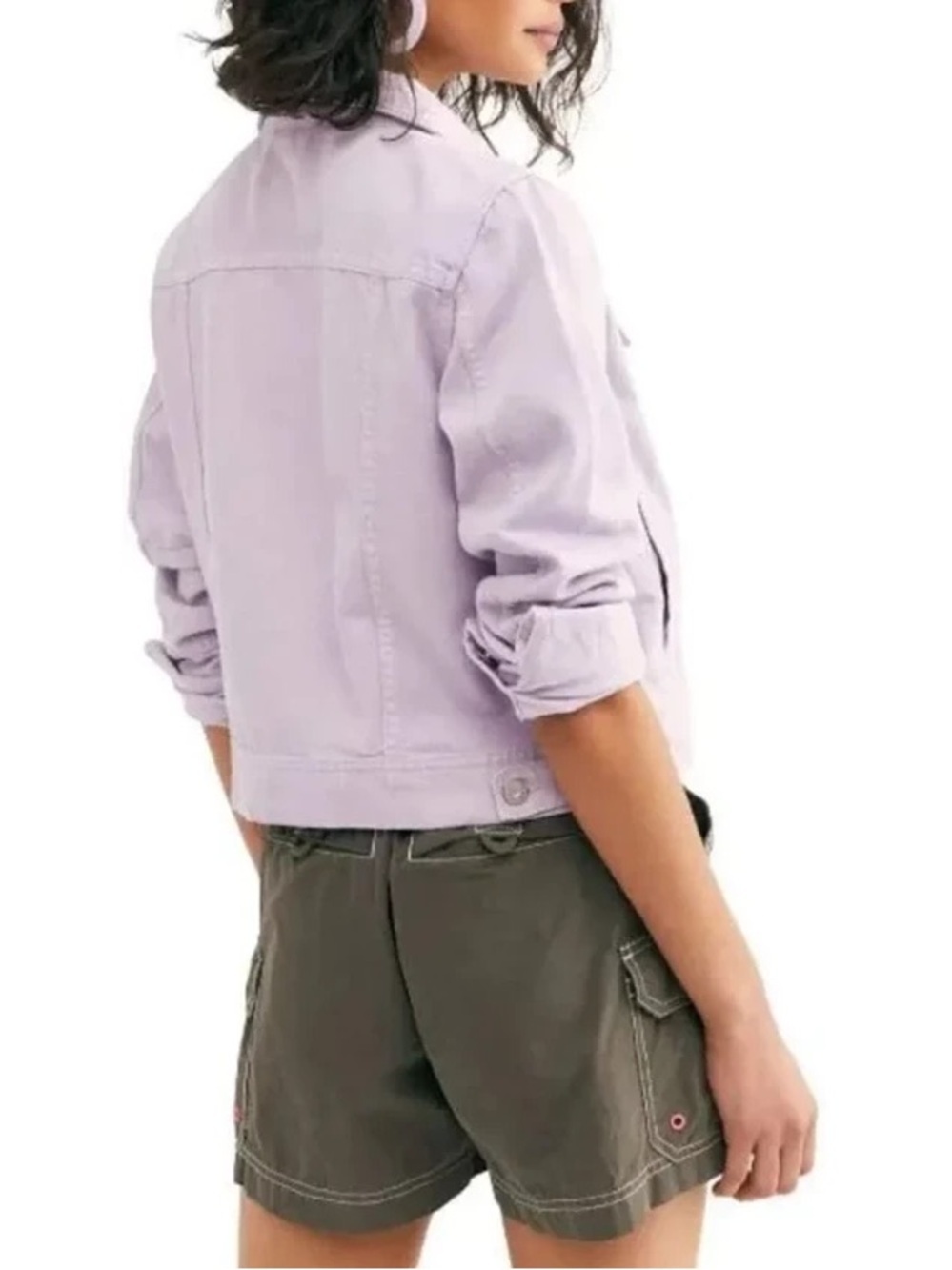 Free People Light Purple Denim Jean Jacket Size Medium